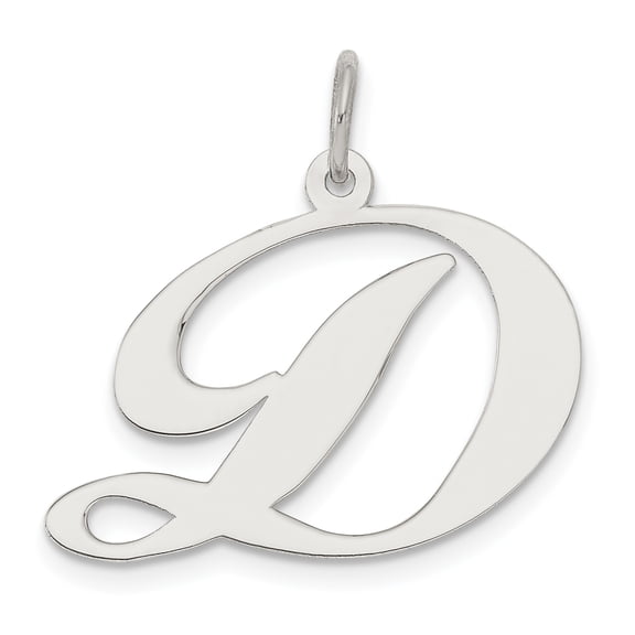 925 Sterling Silver Solid Polished Large Fancy Script Letter Name Personalized Monogram Initial D Charm 21x23mm Wide Pen