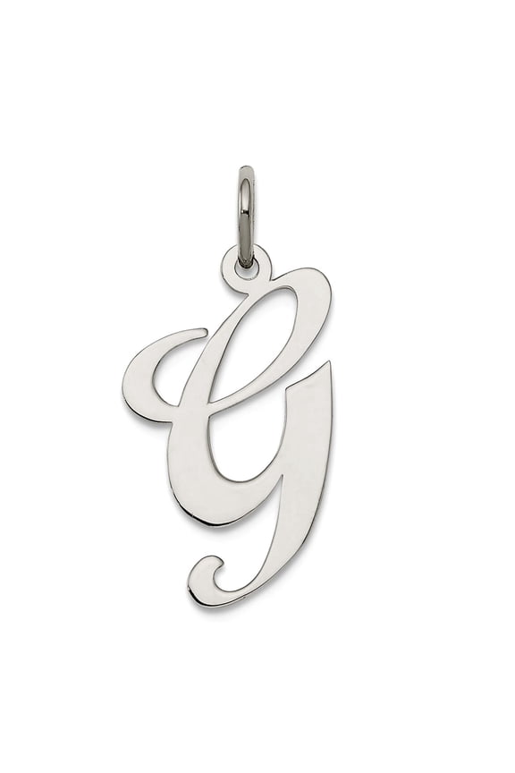 925 Sterling Silver Solid Polished Large Fancy Script Letter Name Personalized Monogram Initial G Charm 21x17mm Wide Pen