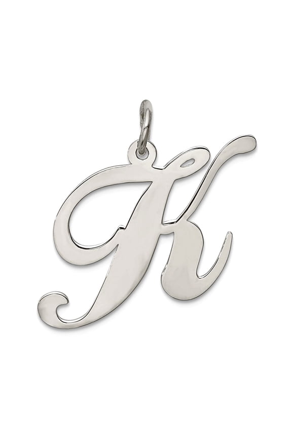 925 Sterling Silver Solid Polished Large Fancy Script Letter Name Personalized Monogram Initial K Charm 21x17mm Wide Pen