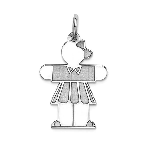 925 Sterling Silver Solid Polished Laser-cut Engravable (back only) Charm 25x15mm Wide Pendant Necklace for Women