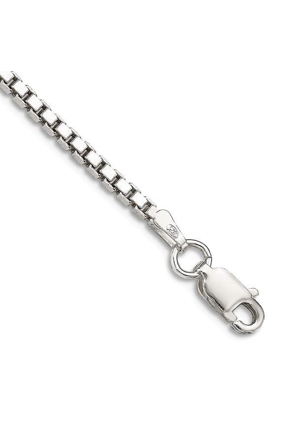 925 Sterling Silver Solid Polished Lobster Claw Closure 1.9mm Box Chain Bracelet 8 Inch Spring-Ring Link Bracelet for Wo