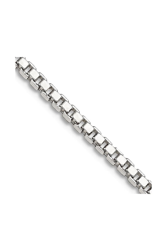 925 Sterling Silver Solid Polished Lobster Claw Closure 2mm Box Chain Necklace 20 Inch Spring-Ring Chain Necklace for Wo