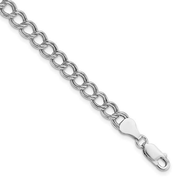 Primal Silver Sterling Silver Rhodium-plated 6mm Double Link Charm Bracelet