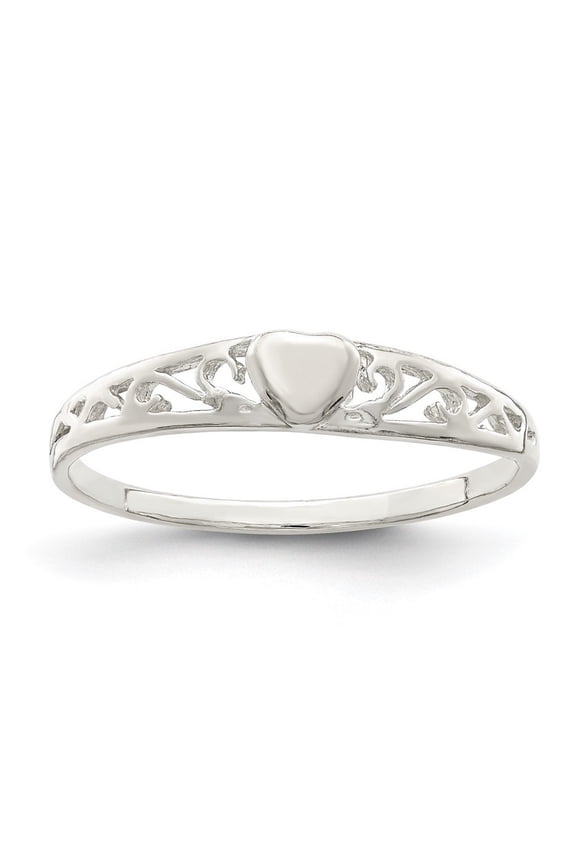 925 Sterling Silver Solid Polished Love Heart Ring Size 6 2mm Wide Statement Ring for Women
