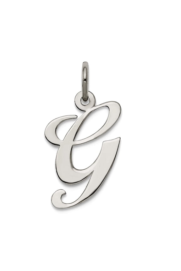 925 Sterling Silver Solid Polished Medium Fancy Script Letter Name Personalized Monogram Initial G Charm 18x13mm Wide Pe