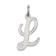 thumbnail image 1 of 925 Sterling Silver Solid Polished Medium Script Intial L Charm 18x8mm Wide Pendant Necklace for Women, 1 of 2