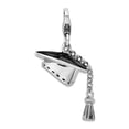 thumbnail image 1 of 925 Sterling Silver Solid Polished Moveable Fancy Lobster Closure 3-D Graduation Cap With Lobster Clasp Charm 25x20mm Pe, 1 of 2