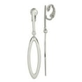 thumbnail image 1 of 925 Sterling Silver Solid Polished Non Pierced Oval Dangle Clip Earrings 57x11mm Wide Clip on Earring for Women, 1 of 3