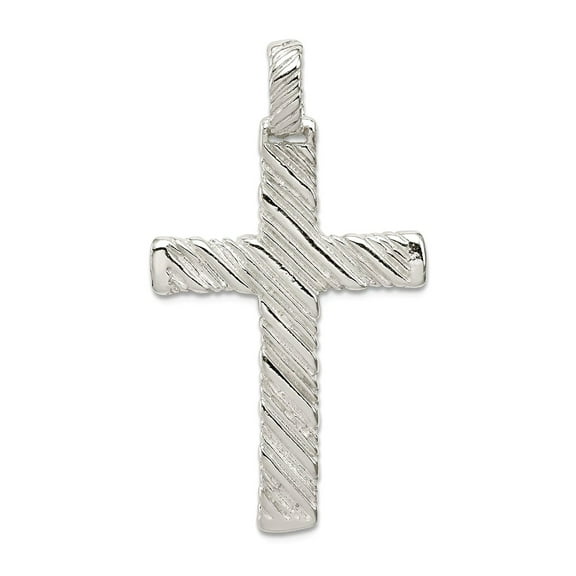 925 Sterling Silver Solid Polished Not engraveable Religious Faith Cross Charm 40x21mm Wide Pendant Necklace for Women