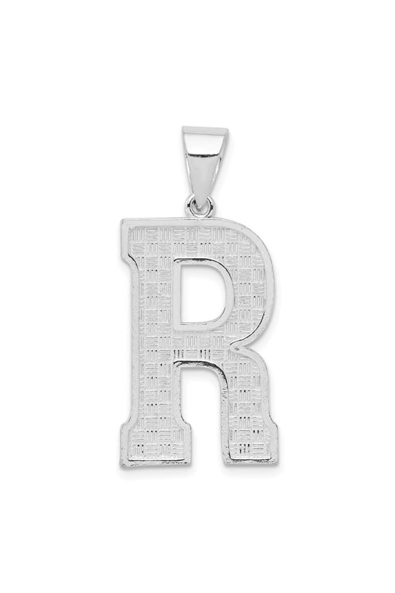 925 Sterling Silver Solid Polished Patterned Initial R Charm Gifts for Women - 2.5 Grams