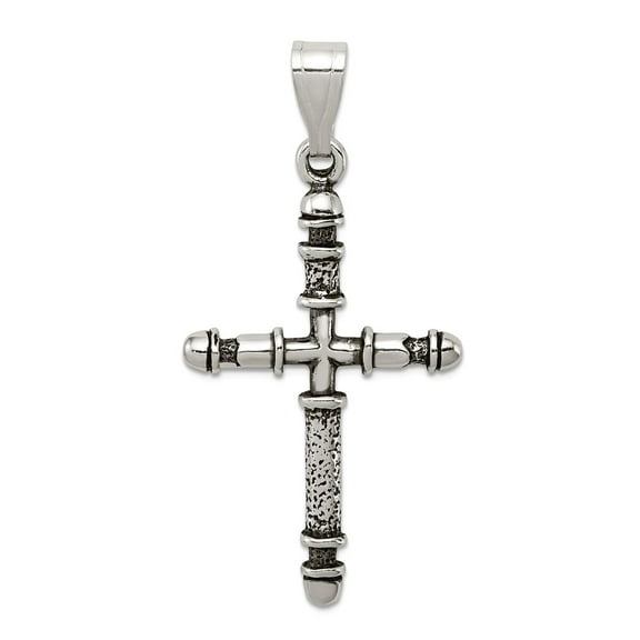 925 Sterling Silver Solid Polished Oxidized Antiqued Religious Faith Cross Pendant Necklace 49x24mm Wide Pendant for Wom
