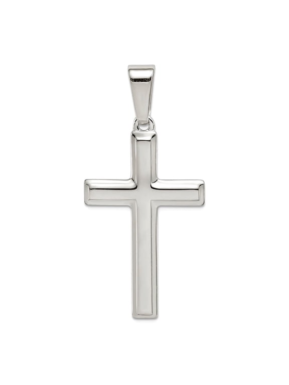 925 Sterling Silver Solid Polished Religious Faith Cross Pendant Necklace 34x20mm Wide Pendant for Women