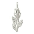 thumbnail image 1 of 925 Sterling Silver Solid Polished Rose Bud Pendant Necklace 36x14mm Wide Pendant for Women, 1 of 2