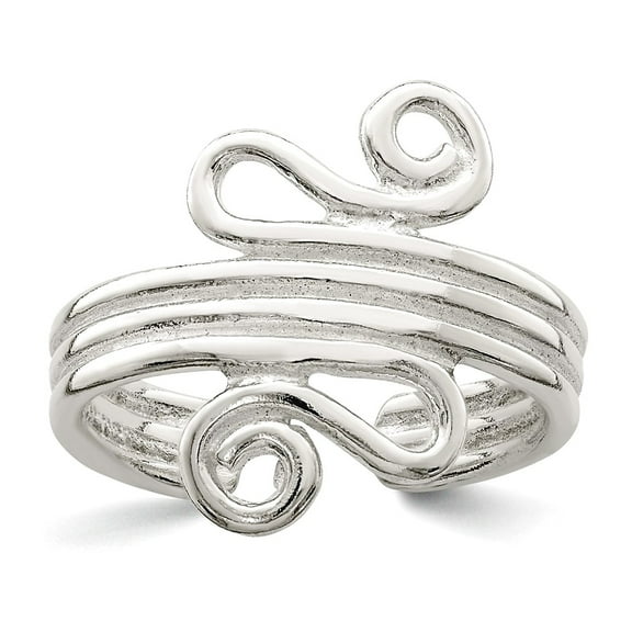 925 Sterling Silver Solid Polished Scroll toe ring 3mm Wide toe ring for Women - 2.0 Grams