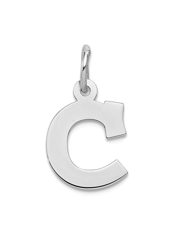 925 Sterling Silver Solid Polished Small Block Intial C Charm 16x10mm Wide Pendant Necklace for Women