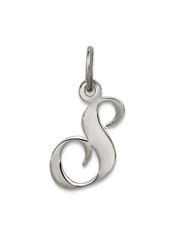 925 Sterling Silver Solid Polished Small Fancy Script Letter Name Personalized Monogram Initial S Charm 16x10mm Wide Pen