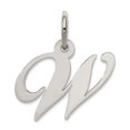 thumbnail image 1 of 925 Sterling Silver Solid Polished Small Fancy Script Letter Name Personalized Monogram Initial W Charm 16x10mm Wide Pen, 1 of 2
