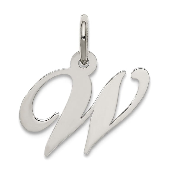 925 Sterling Silver Solid Polished Small Fancy Script Letter Name Personalized Monogram Initial W Charm 16x10mm Wide Pen
