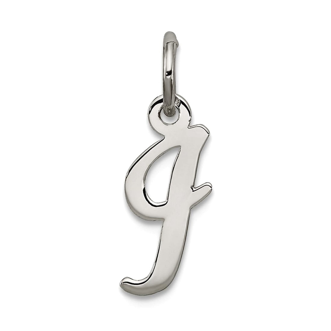 925 Sterling Silver Solid Polished Small Script Intial I Charm 16x8mm Wide Pendant Necklace for Women