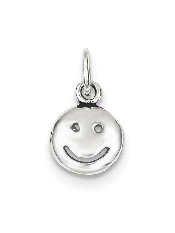 925 Sterling Silver Solid Polished Smiley Face Charm 11x10mm Wide Pendant Necklace for Women