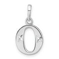 thumbnail image 1 of 925 Sterling Silver Solid Polished Sparkle Cut Letter Name Personalized Monogram Initial O Pendant Necklace Measures 23., 1 of 2