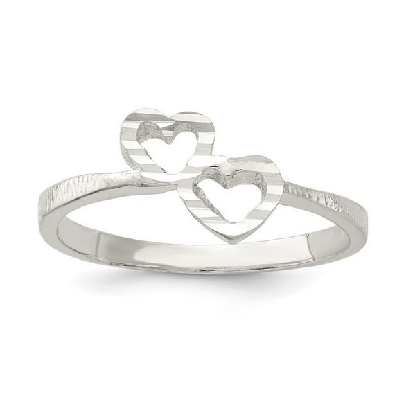 925 Sterling Silver Solid Polished Sparkle Cut Love Heart Ring Size 7 - 1.6 Grams - Ring for Women