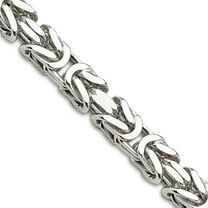 925 Sterling Silver Solid Polished Square Byzantine Chain Necklace 22 Inch 7.5mm Lobster Claw Chain Necklace for Women a
