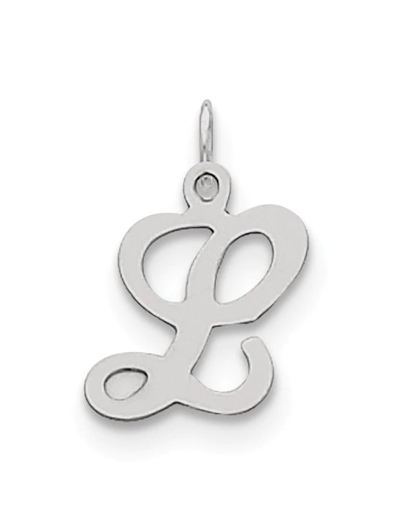 925 Sterling Silver Solid Polished Stamped Letter Name Personalized Monogram Initial L Charm 20x12mm Wide Pendant Neckla