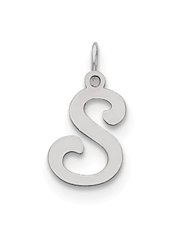 925 Sterling Silver Solid Polished Stamped Letter Name Personalized Monogram Initial S Charm 20x12mm Wide Pendant Neckla