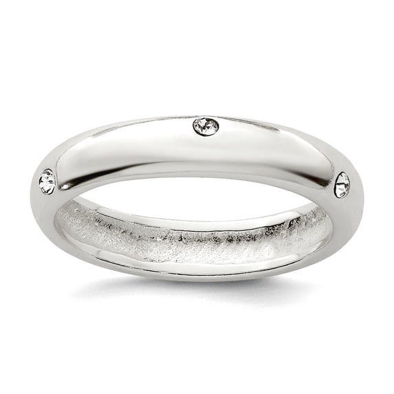 925 Sterling Silver Solid Polished Stellux Crystal Ring Size 7 Ring for Women