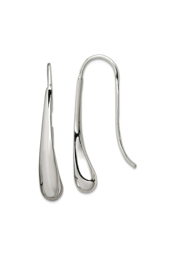 925 Sterling Silver Solid Polished Teardrop Wire Earrings 33x5mm Wide Stud Earring for Women