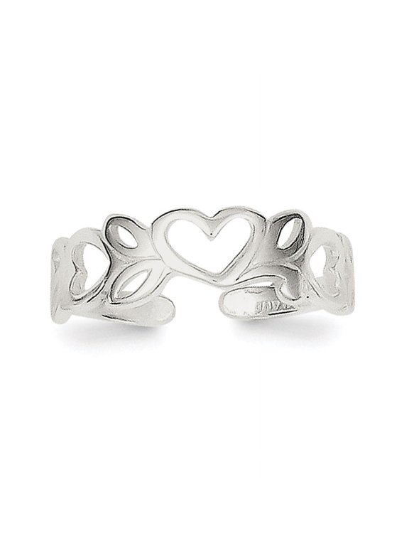 Sterling Silver Cut Out Heart Toe Ring
