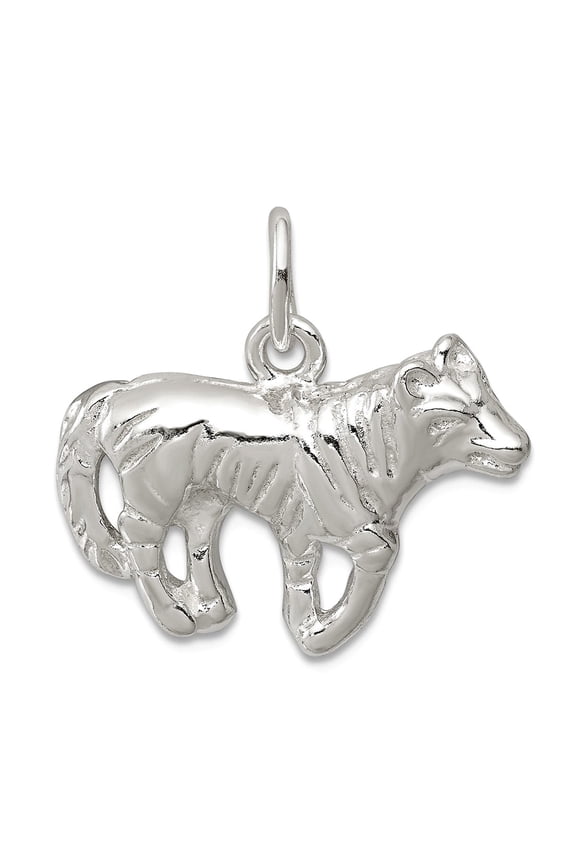 925 Sterling Silver Solid Polished Wolf Charm 18x23mm Wide Pendant Necklace for Women - 3.0 Grams