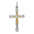thumbnail image 1 of 925 Sterling Silver Solid Polished and Gold Plated Religious Faith Cross Pendant Necklace With Cubic Zirconia 26x16mm Wi, 1 of 2