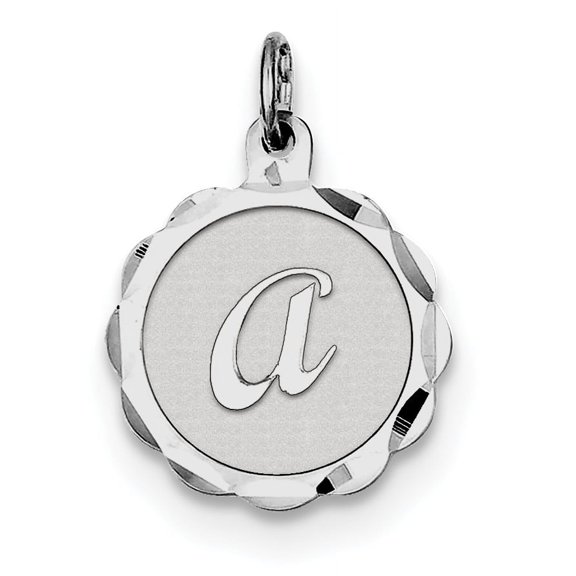 925 Sterling Silver Solid Polished back Brocaded Letter Name Personalized Monogram Initial A Charm 22x16mm Wide Pendant