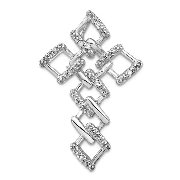 925 Sterling Silver Solid Polished back Cubic Zirconia Religious Faith Cross Slide 33.65x21.9mm Wide Pendant Necklace fo