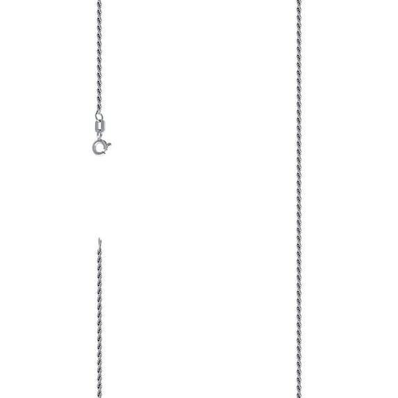 925 Sterling Silver Solid Rope Chain Rhodium 0.5mm Necklace 16 Inch Chain Necklace for Women and Men