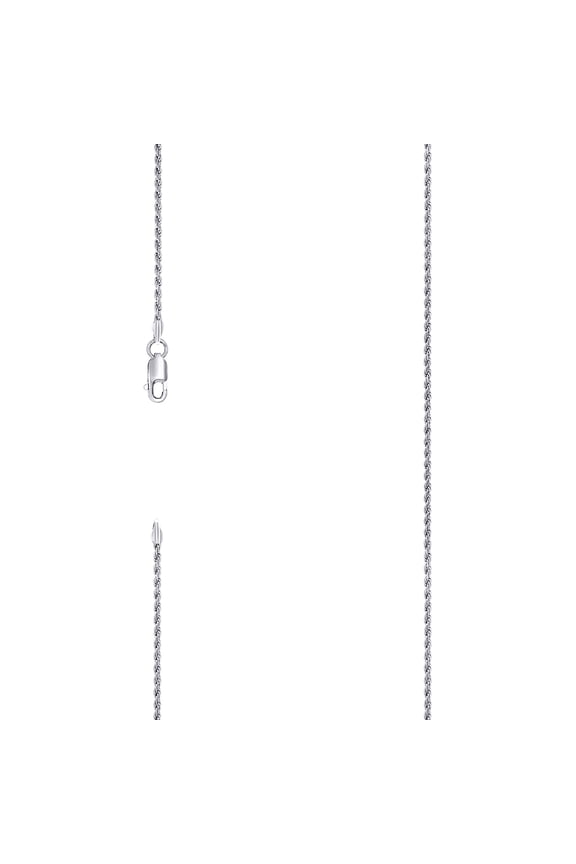 925 Sterling Silver Solid Rope Chain Rhodium 1.5mm Bracelet 7 Inch Link Bracelet for Women and Men
