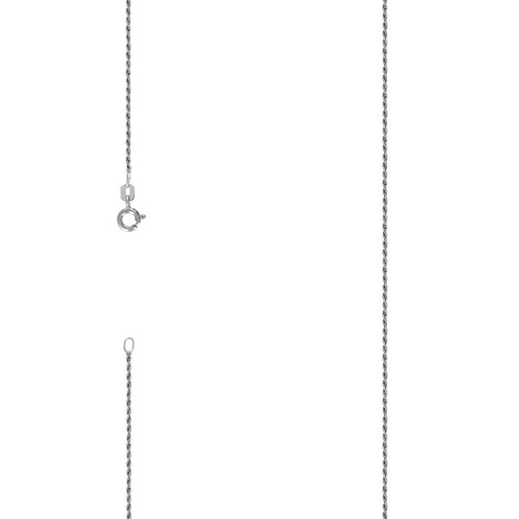 925 Sterling Silver Solid Rope Chain Rhodium 1mm 14 Inch Chain Necklace for Women and Men