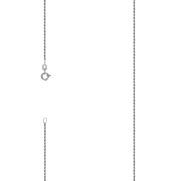 925 Sterling Silver Solid Rope Chain Rhodium 1mm Necklace 22 Inch Chain Necklace for Women and Men