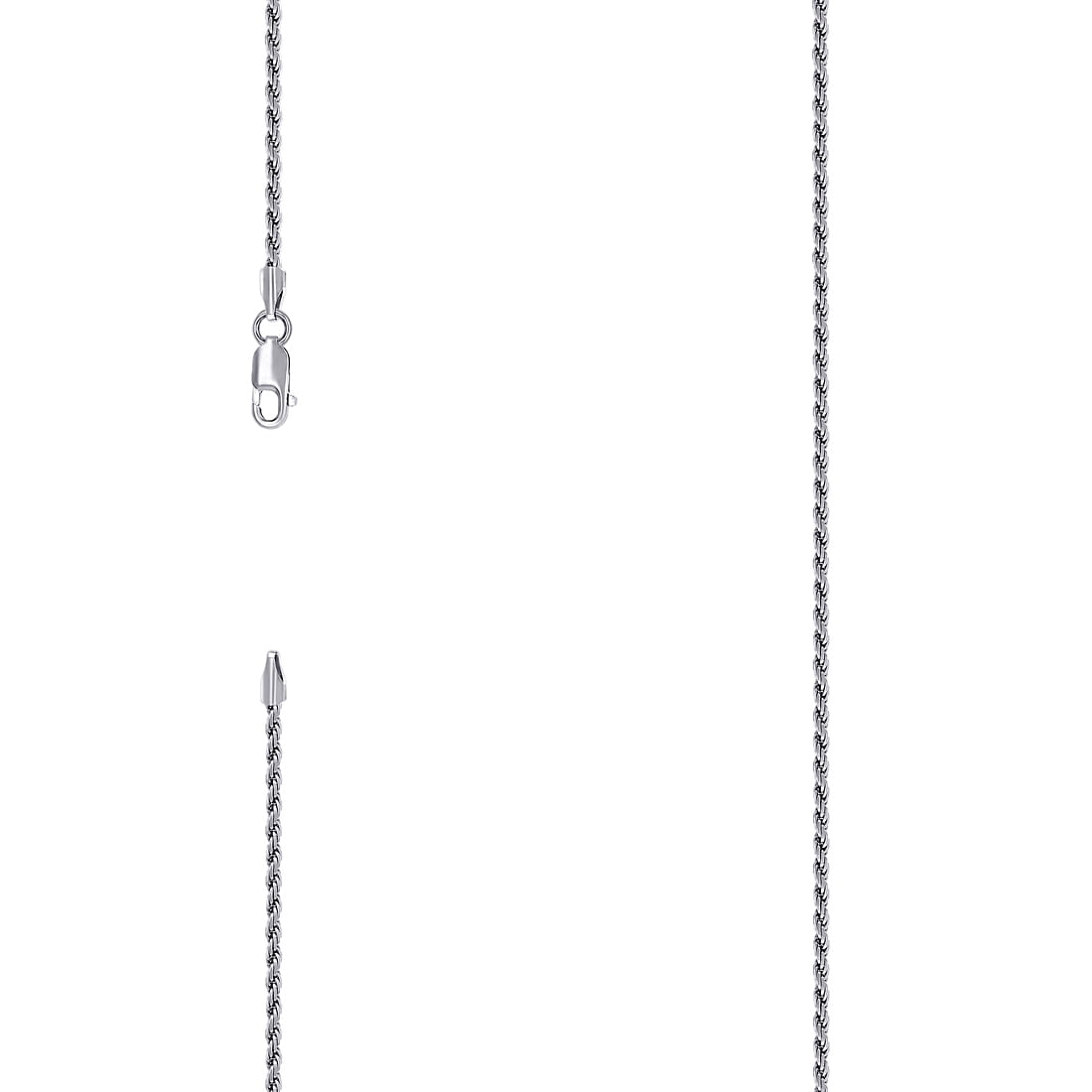 925 Sterling Silver Solid Rope Chain Rhodium 2mm Necklace 22 Inch Chain ...