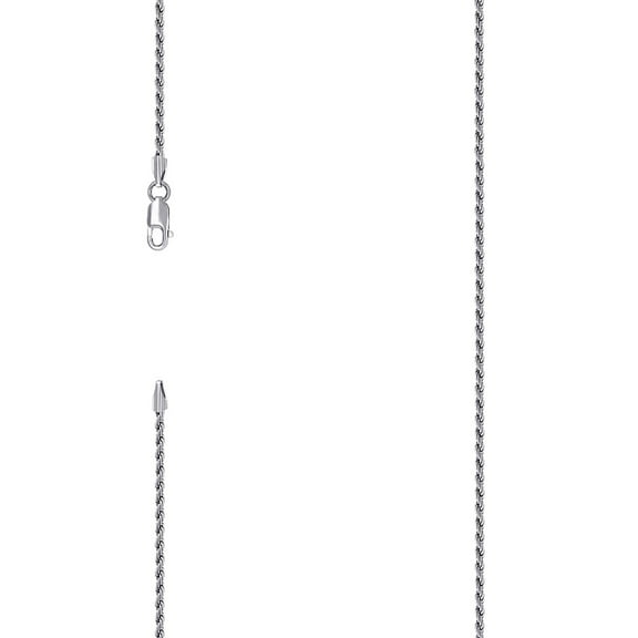 925 Sterling Silver Solid Rope Chain Rhodium 2mm Necklace 22 Inch Chain Necklace for Women and Men