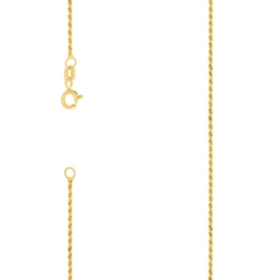 925 Sterling Silver Solid Rope Chain Yellow 0.5mm Necklace 22 Inch Chain Necklace for Women and Men