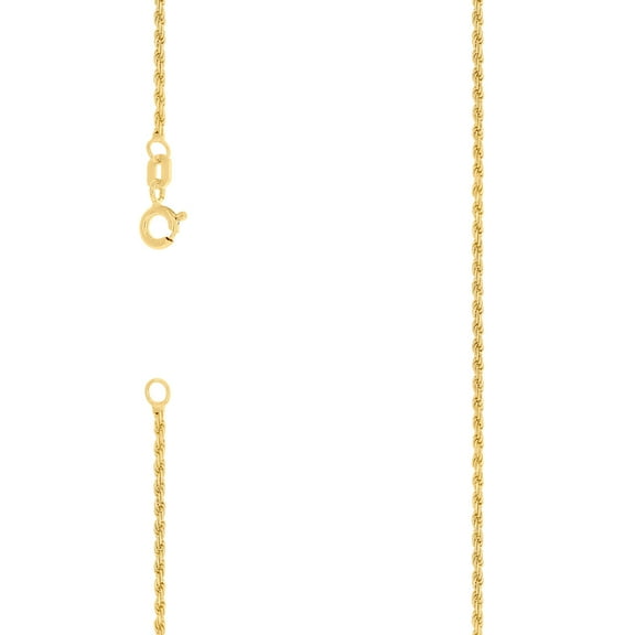 925 Sterling Silver Solid Rope Chain Yellow 1mm Bracelet 7 Inch Link Bracelet for Women and Men