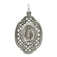 thumbnail image 1 of 925 Sterling Silver Solid Satin Oxidized Not engraveable Antiqued Immaculate Conception Medal Pendant Necklace 33x18mm W, 1 of 2
