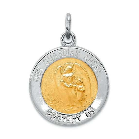 925 Sterling Silver Solid Satin Back Polished and satin Guardian Angel Charm 20x15mm Wide Pendant Necklace for Women