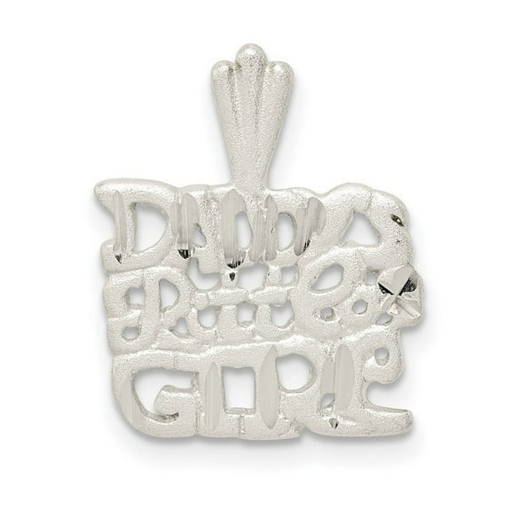 925 Sterling Silver Solid Satin Daddys Little Teen Charm Pendant Necklace Measures 19x17mm Wide - Bead Charm for Women