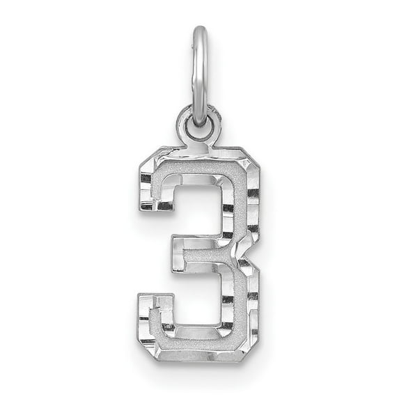 925 Sterling Silver Solid Small Sparkle Cut Sport game Number 3 Charm Pendant Necklace Measures 20x7mm Wide - Bead Charm