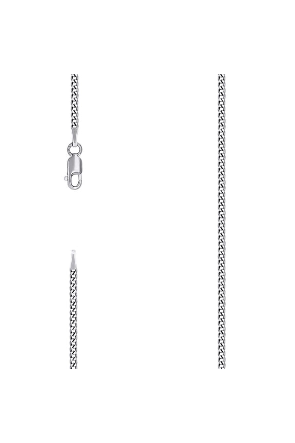 925 Sterling Silver Solid Super Flat Comfort Curb Chain Rhodium 2.3mm Necklace 14 Inch Chain Necklace