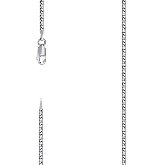 925 Sterling Silver Solid Super Flat Comfort Curb Chain Rhodium 2.3mm Necklace 26 Inch Chain Necklace for Women and Men